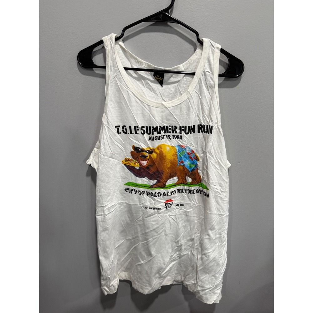 Vintage 1988 T.G.I.E Summer Fun Run Anvil Tank Top‎ XL City of Palo Alto